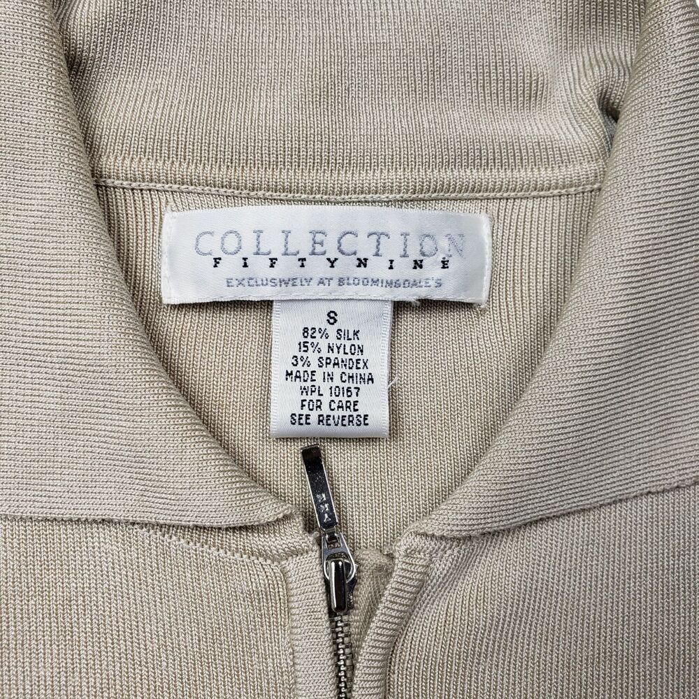 Vtg Collection Fifty Nine Silk Zip Cardigan Sweater Small Collared Y2K Preppy - Picture 4 of 11